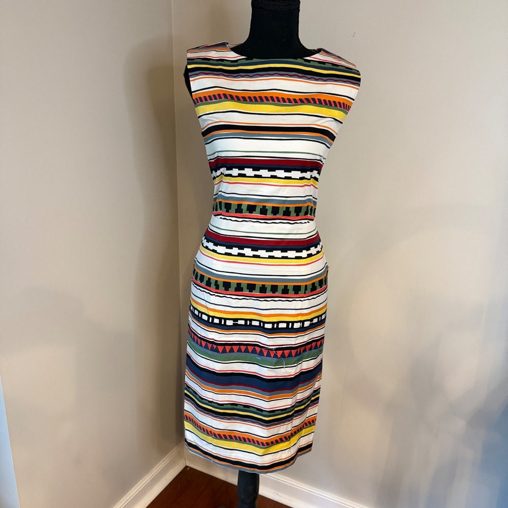Kate Spade Saturday Sheath Dress Womens 00 Multi Color Striped Sleeveless
